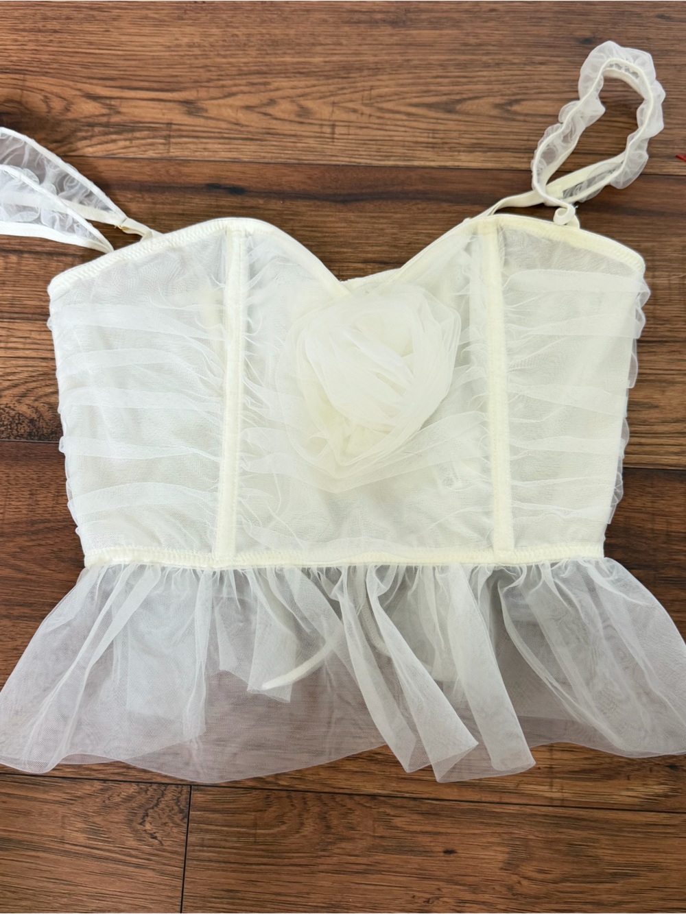 Urban Outfitters Ivory Tulle Bustier Crop Top